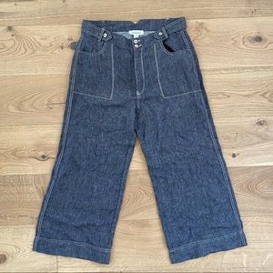 Sundance 100% Linen Pants River Bank Pant Wide Leg Chambray